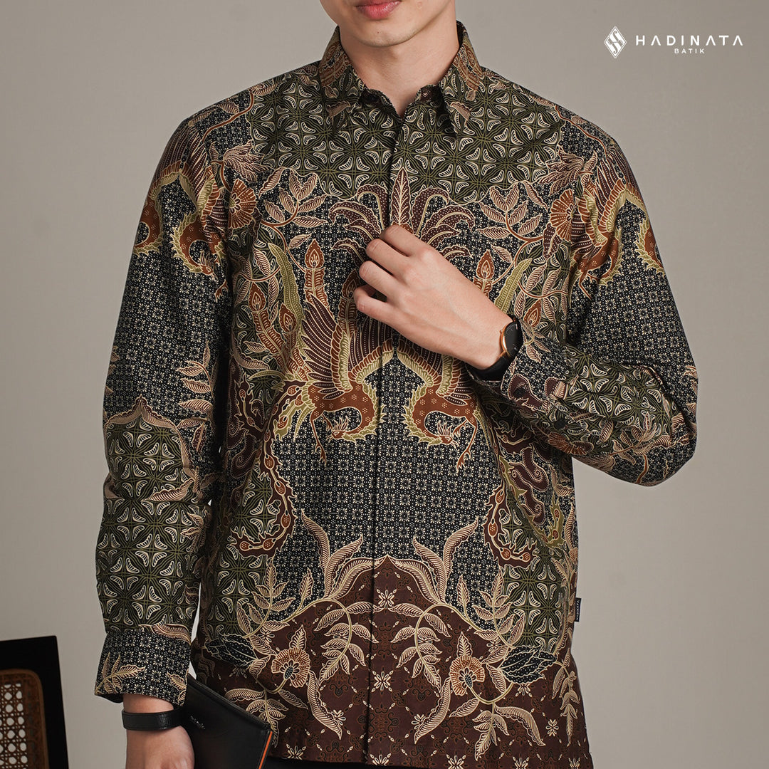 Hadinata Batik Premium Kemeja Batik Pria Lengan Panjang Superfine Furing Centana Centani Sogan