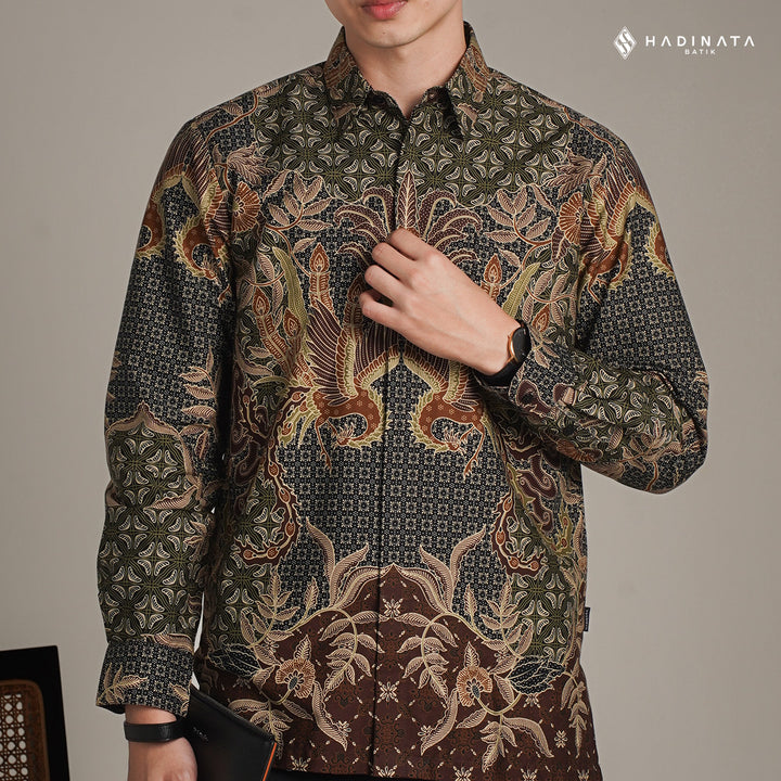 Hadinata Batik Premium Kemeja Batik Pria Lengan Panjang Superfine Furing Centana Centani Sogan