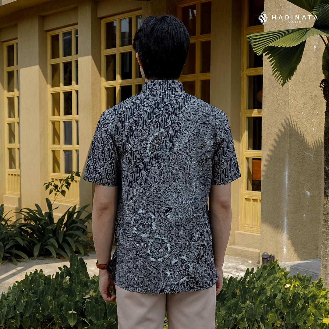 Hadinata Batik Premium Kemeja Batik Pria Lengan Pendek Superfine Akandra Black