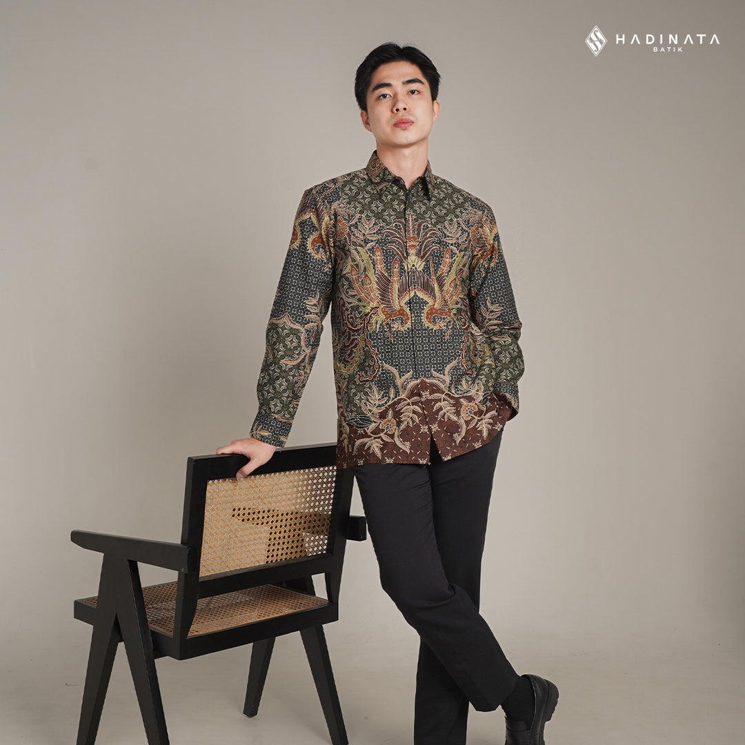 Hadinata Batik Premium Kemeja Batik Pria Lengan Panjang Superfine Furing Centana Centani Sogan