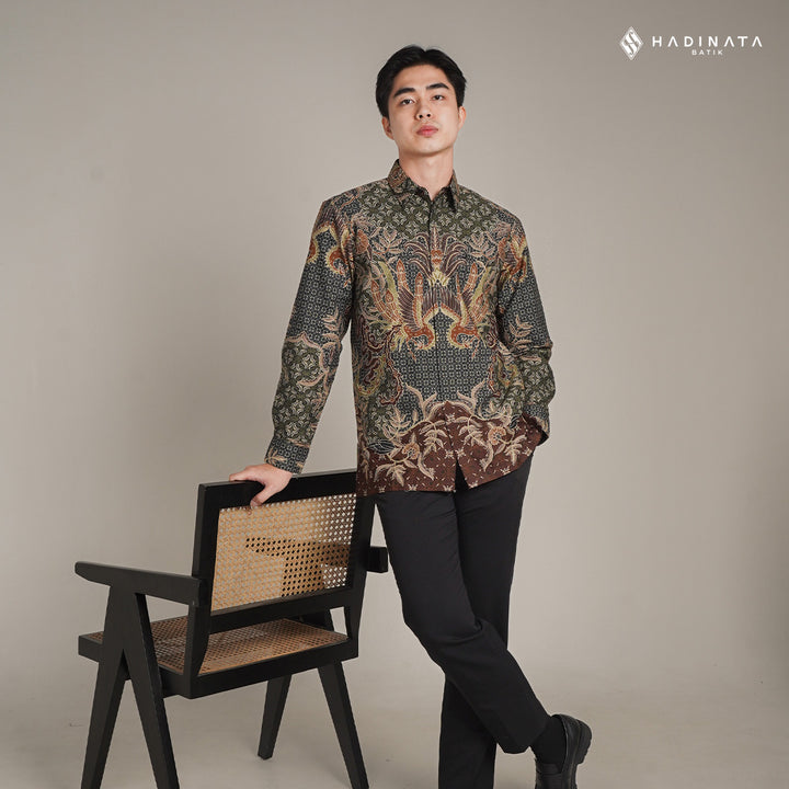 Hadinata Batik Premium Kemeja Batik Pria Lengan Panjang Superfine Furing Centana Centani Sogan