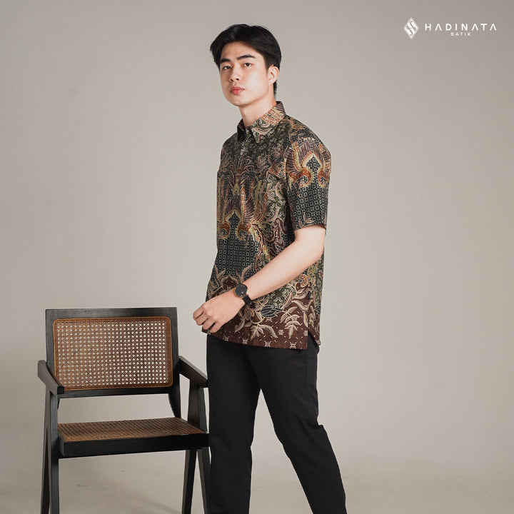 Hadinata Batik Premium Kemeja Batik Pria Lengan Pendek Superfine Centana Centani Sogan