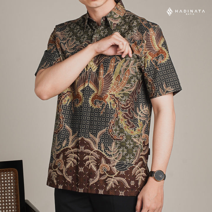 Hadinata Batik Premium Kemeja Batik Pria Lengan Pendek Superfine Centana Centani Sogan