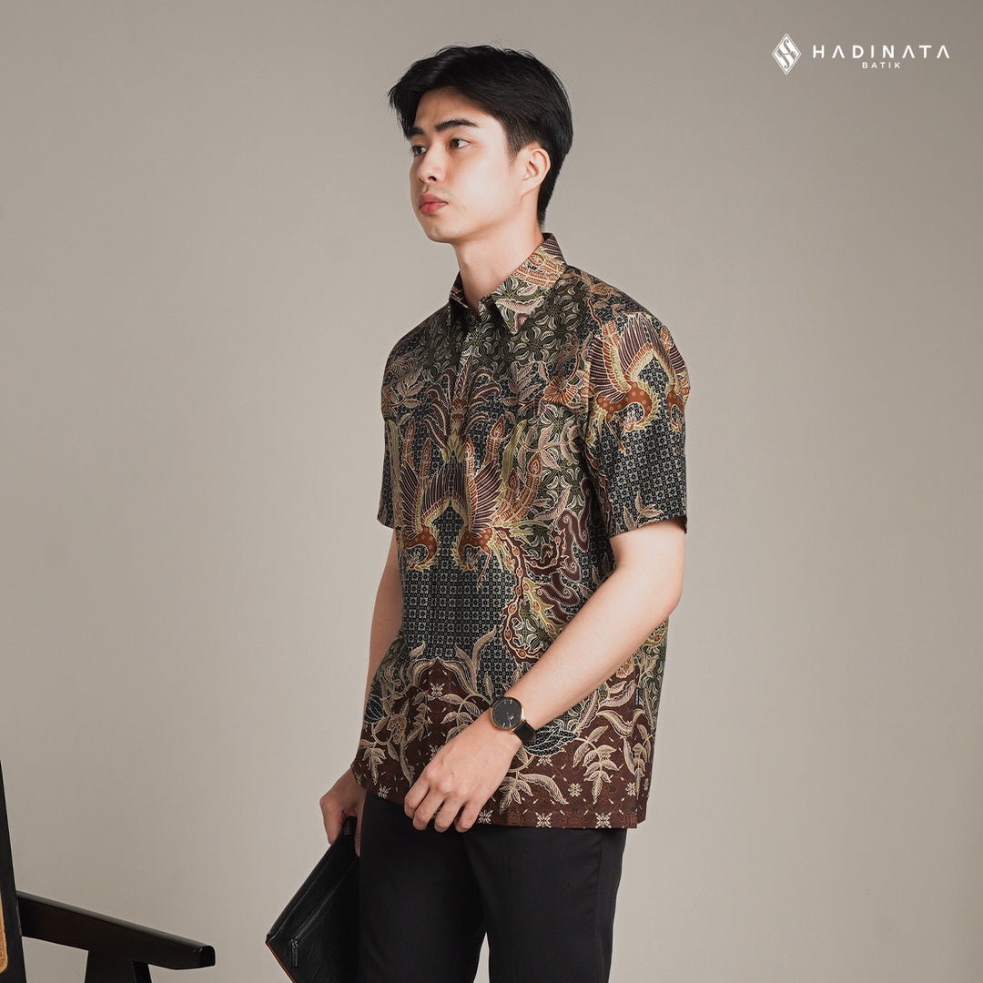 Hadinata Batik Premium Kemeja Batik Pria Lengan Pendek Superfine Centana Centani Sogan