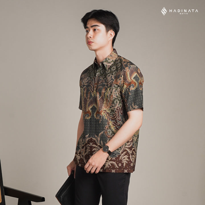 Hadinata Batik Premium Kemeja Batik Pria Lengan Pendek Superfine Centana Centani Sogan