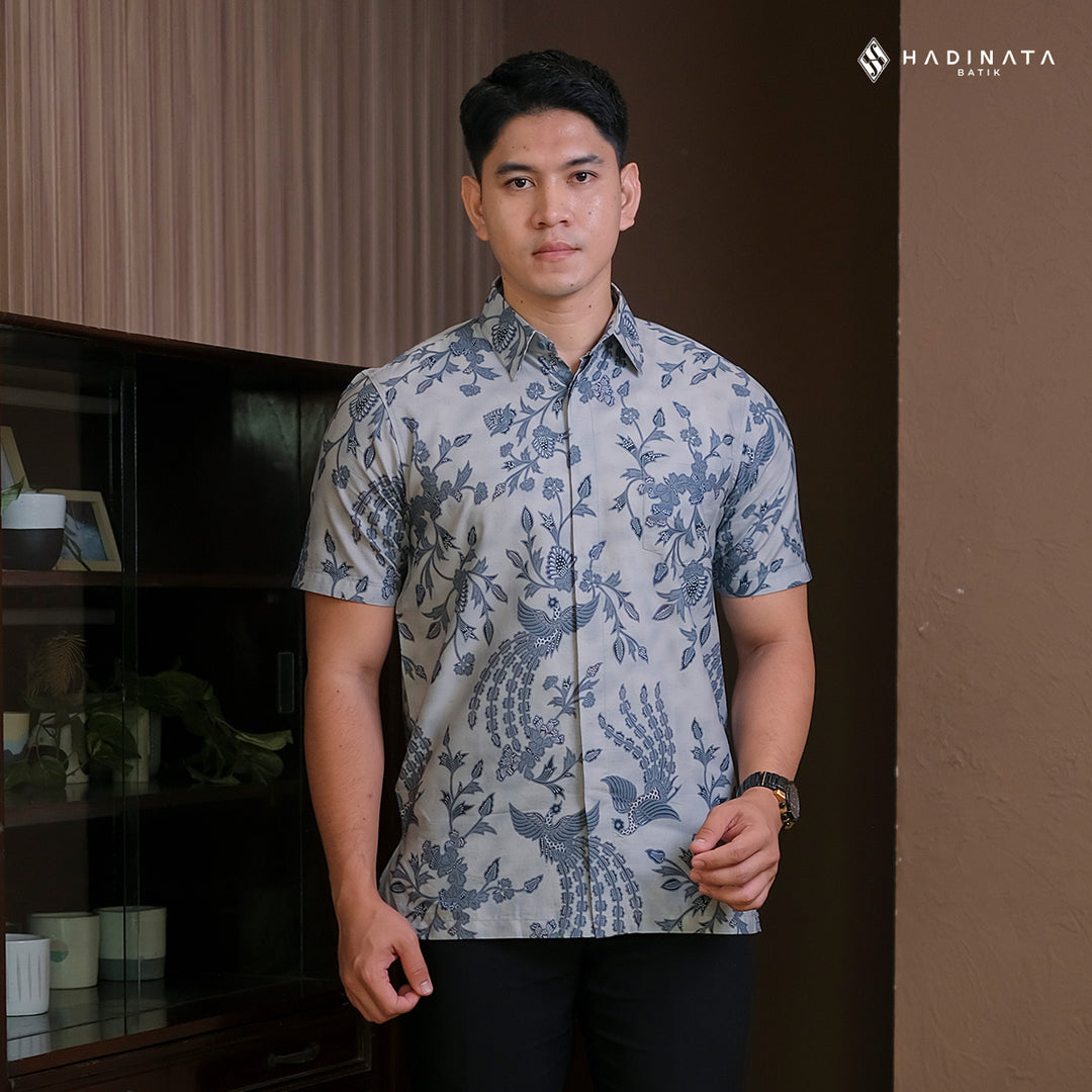 Hadinata Batik Premium Kemeja Batik Pria Lengan Pendek Superfine Wihangga Blue