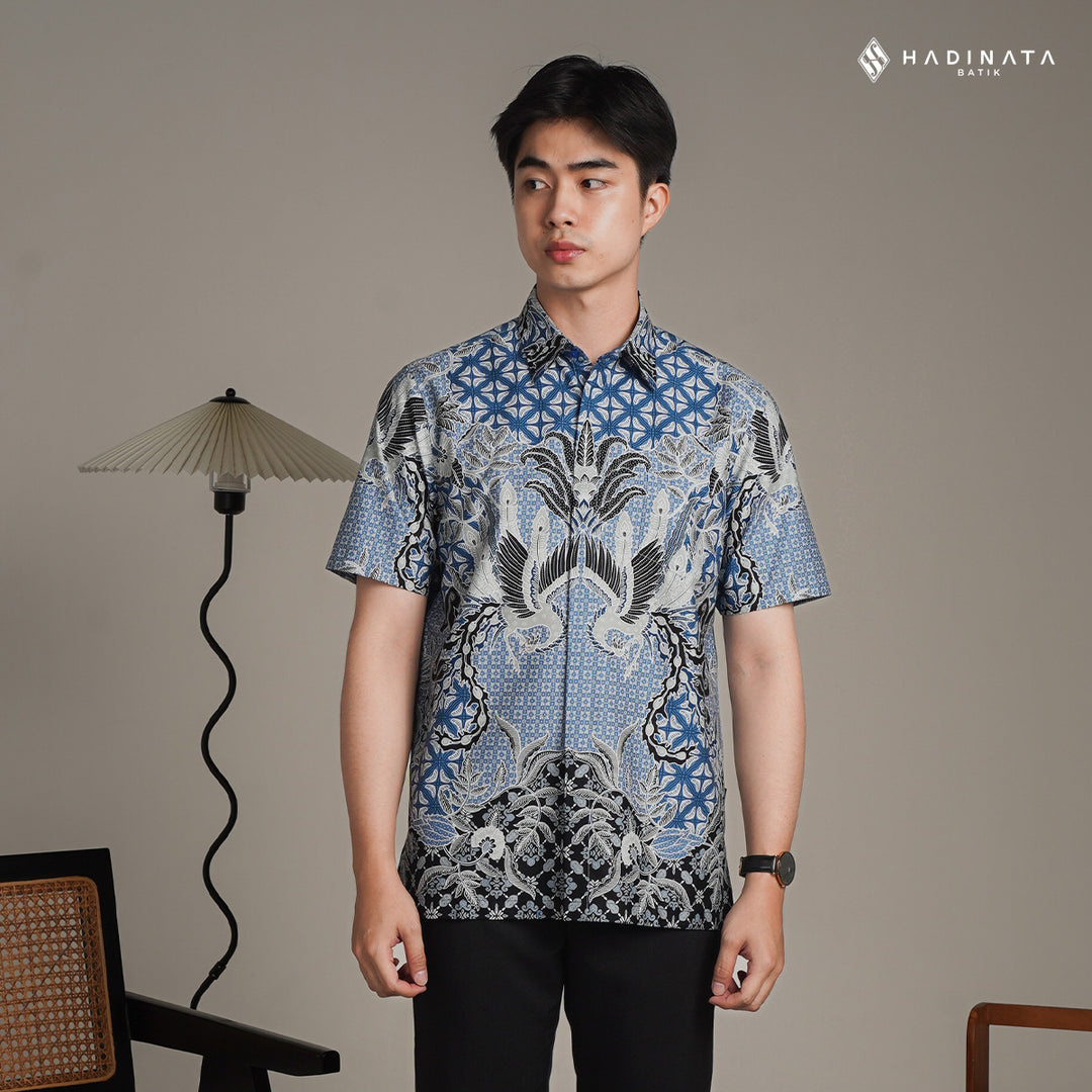 Hadinata Batik Premium Kemeja Batik Pria Lengan Pendek Superfine Centana Centani Blue