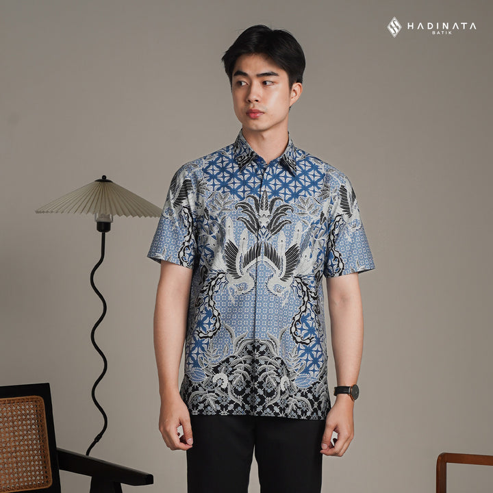 Hadinata Batik Premium Kemeja Batik Pria Lengan Pendek Superfine Centana Centani Blue