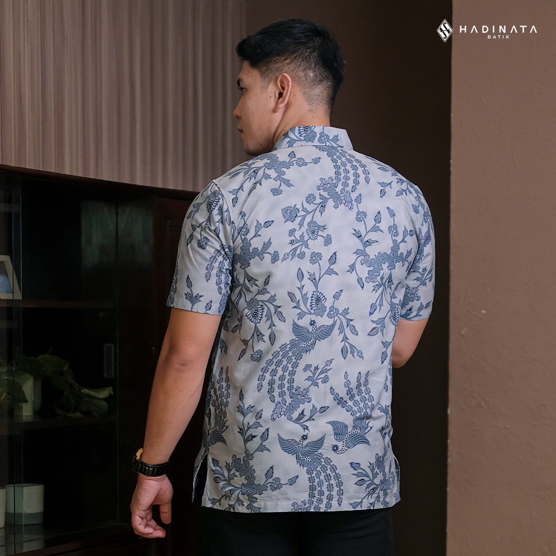Hadinata Batik Premium Kemeja Batik Pria Lengan Pendek Superfine Wihangga Blue