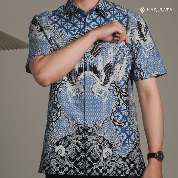 Hadinata Batik Premium Kemeja Batik Pria Lengan Pendek Superfine Centana Centani Blue