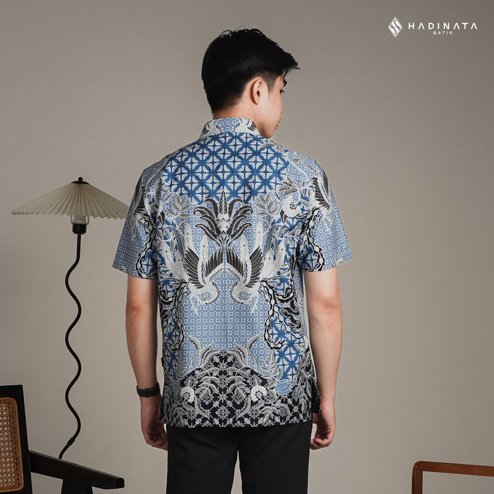 Hadinata Batik Premium Kemeja Batik Pria Lengan Pendek Superfine Centana Centani Blue