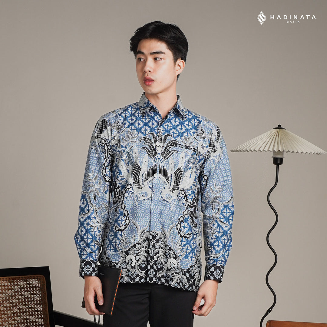Hadinata Batik Premium Kemeja Batik Pria Lengan Panjang Superfine Furing Centana Centani Blue