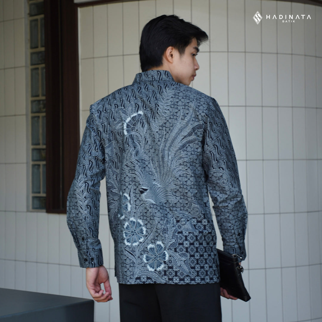 Hadinata Batik Premium Kemeja Batik Pria Lengan Panjang Superfine Furing Akandra Black