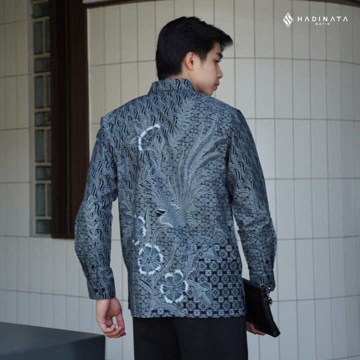 Hadinata Batik Premium Kemeja Batik Pria Lengan Panjang Superfine Furing Akandra Black