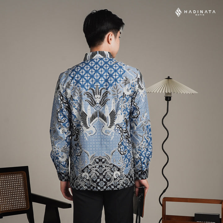 Hadinata Batik Premium Kemeja Batik Pria Lengan Panjang Superfine Furing Centana Centani Blue