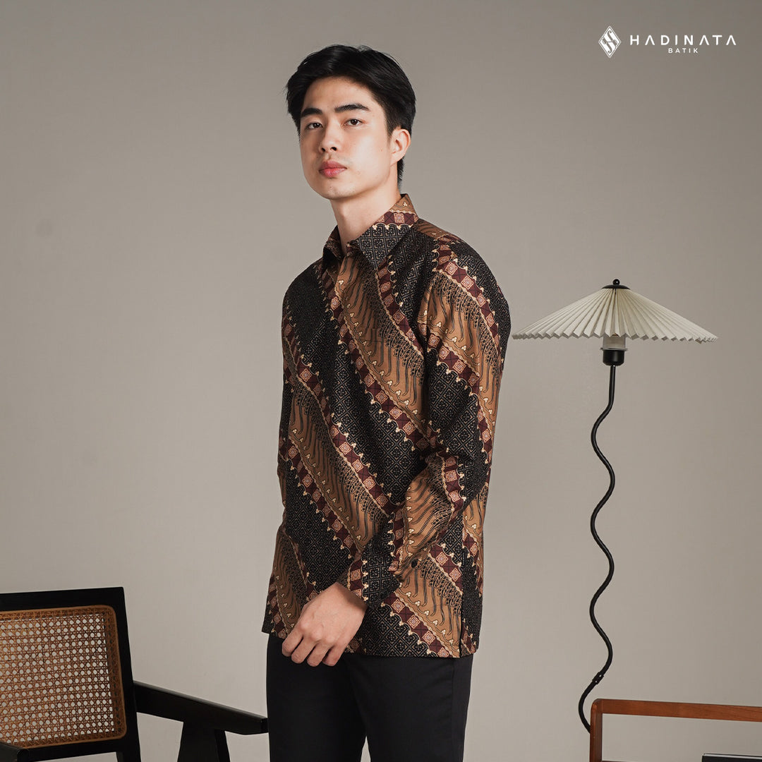 Hadinata Batik Premium Kemeja Batik Pria Lengan Panjang Superfine Furing Sarkara Sogan