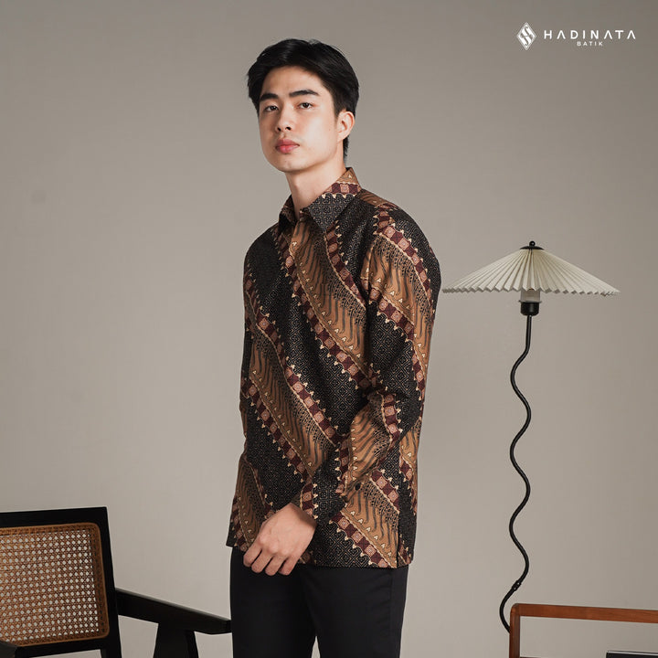 Hadinata Batik Premium Kemeja Batik Pria Lengan Panjang Superfine Furing Sarkara Sogan