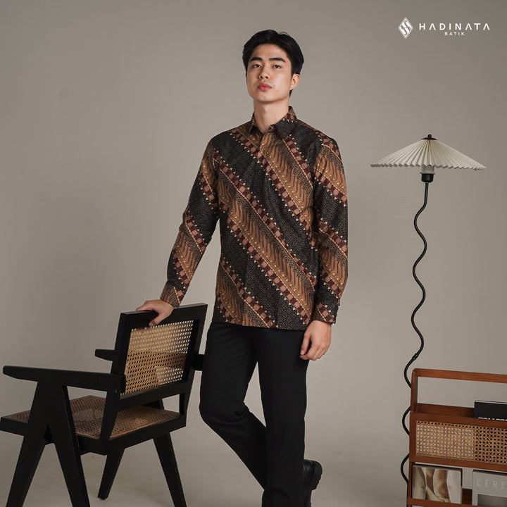 Hadinata Batik Premium Kemeja Batik Pria Lengan Panjang Superfine Furing Sarkara Sogan