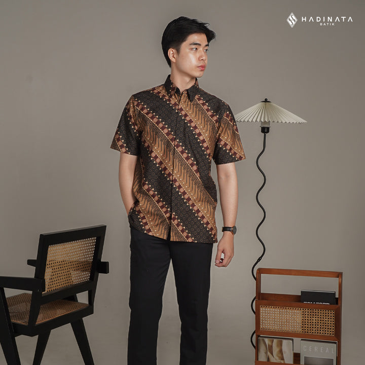 Hadinata Batik Premium Kemeja Batik Pria Lengan Pendek Superfine Sarkara Sogan