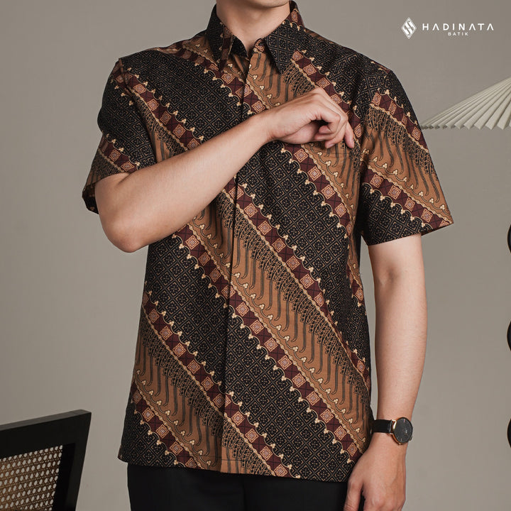Hadinata Batik Premium Kemeja Batik Pria Lengan Pendek Superfine Sarkara Sogan