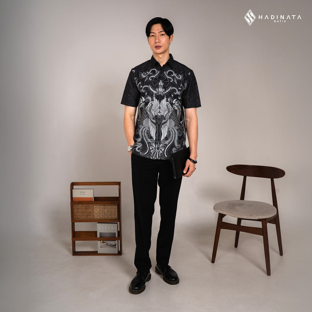 Hadinata Batik Premium Kemeja Batik Pria Lengan Pendek Superfine Harsh Black