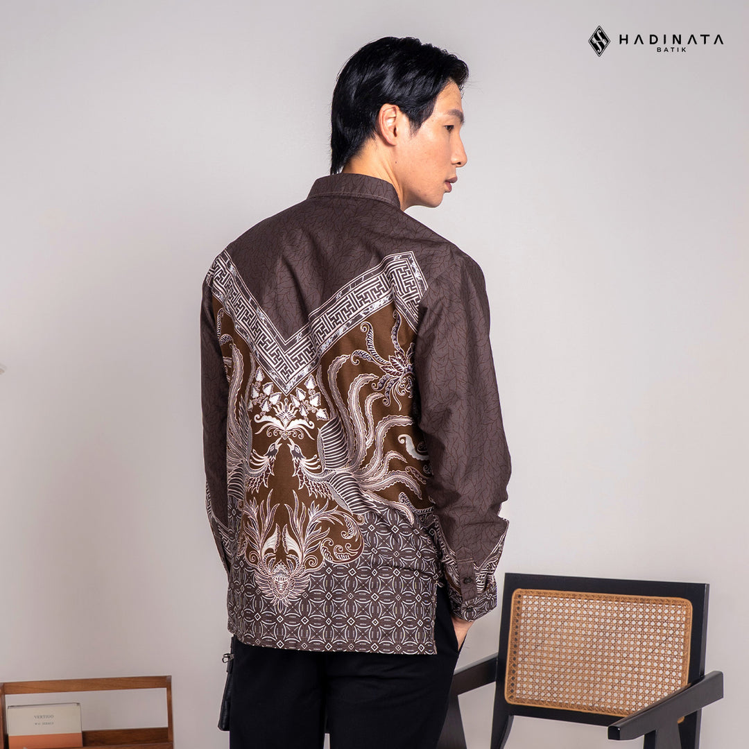 Hadinata Batik Premium Kemeja Batik Pria Lengan Panjang Superfine Furing Himaira Brown