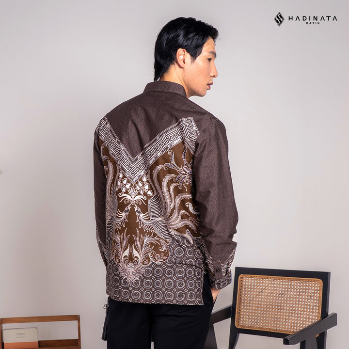Hadinata Batik Premium Kemeja Batik Pria Lengan Panjang Superfine Furing Himaira Brown