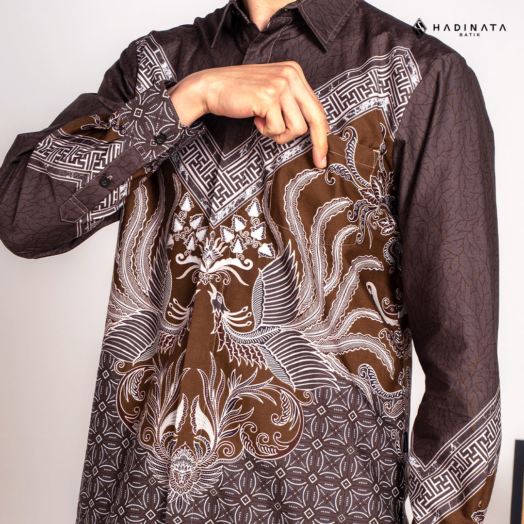 Hadinata Batik Premium Kemeja Batik Pria Lengan Panjang Superfine Furing Himaira Brown