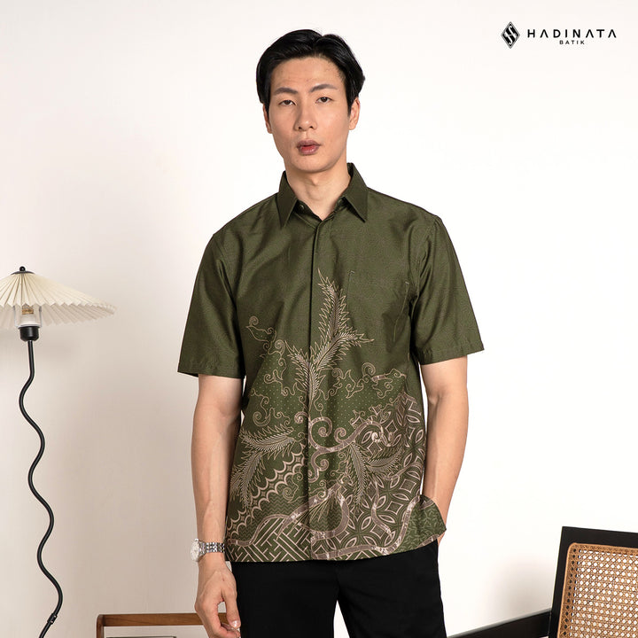 Hadinata Batik Premium Kemeja Batik Pria Lengan Pendek Superfine Datura Green