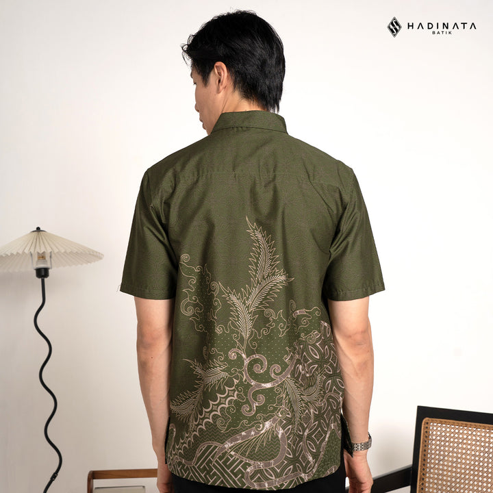 Hadinata Batik Premium Kemeja Batik Pria Lengan Pendek Superfine Datura Green
