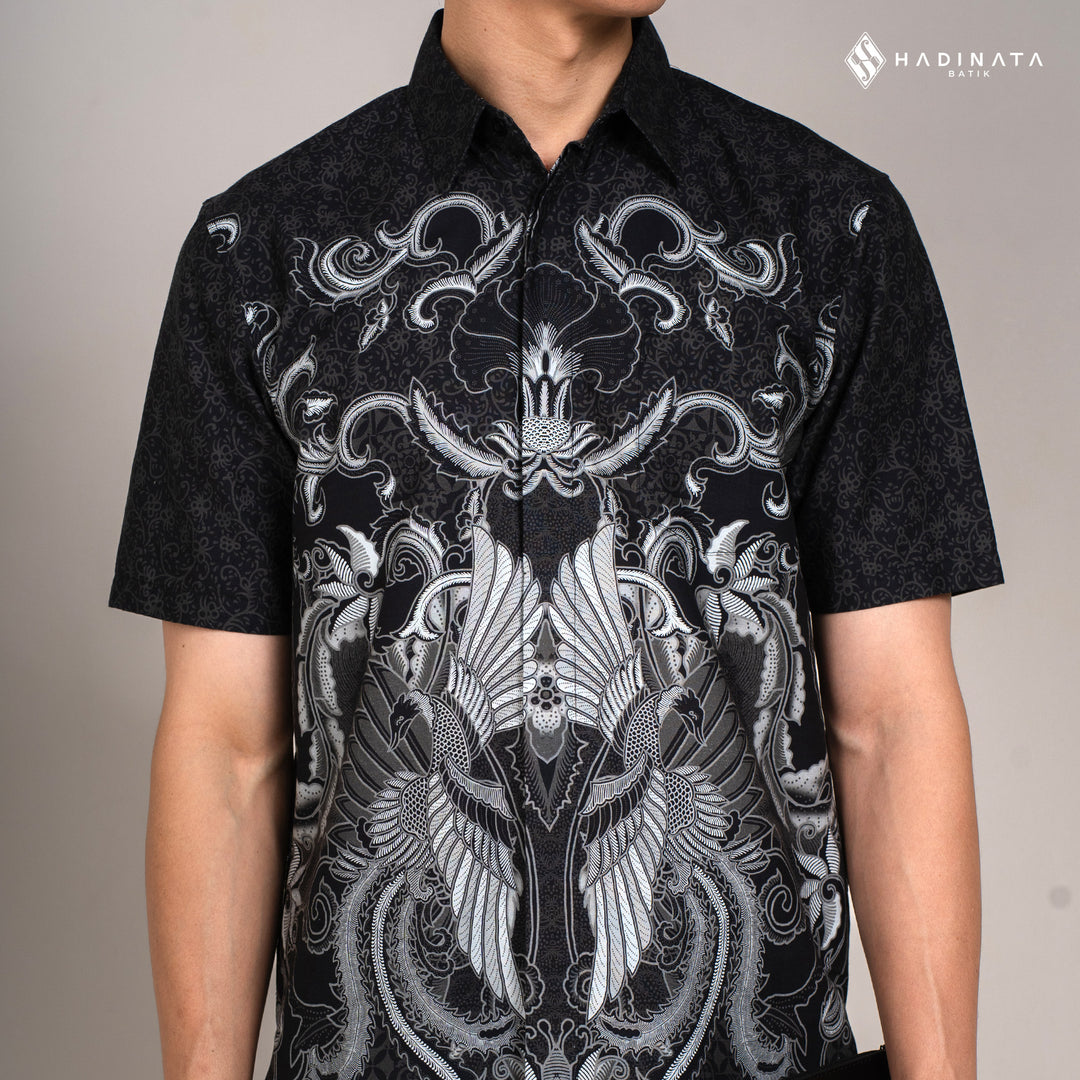 Hadinata Batik Premium Kemeja Batik Pria Lengan Pendek Superfine Harsh Black