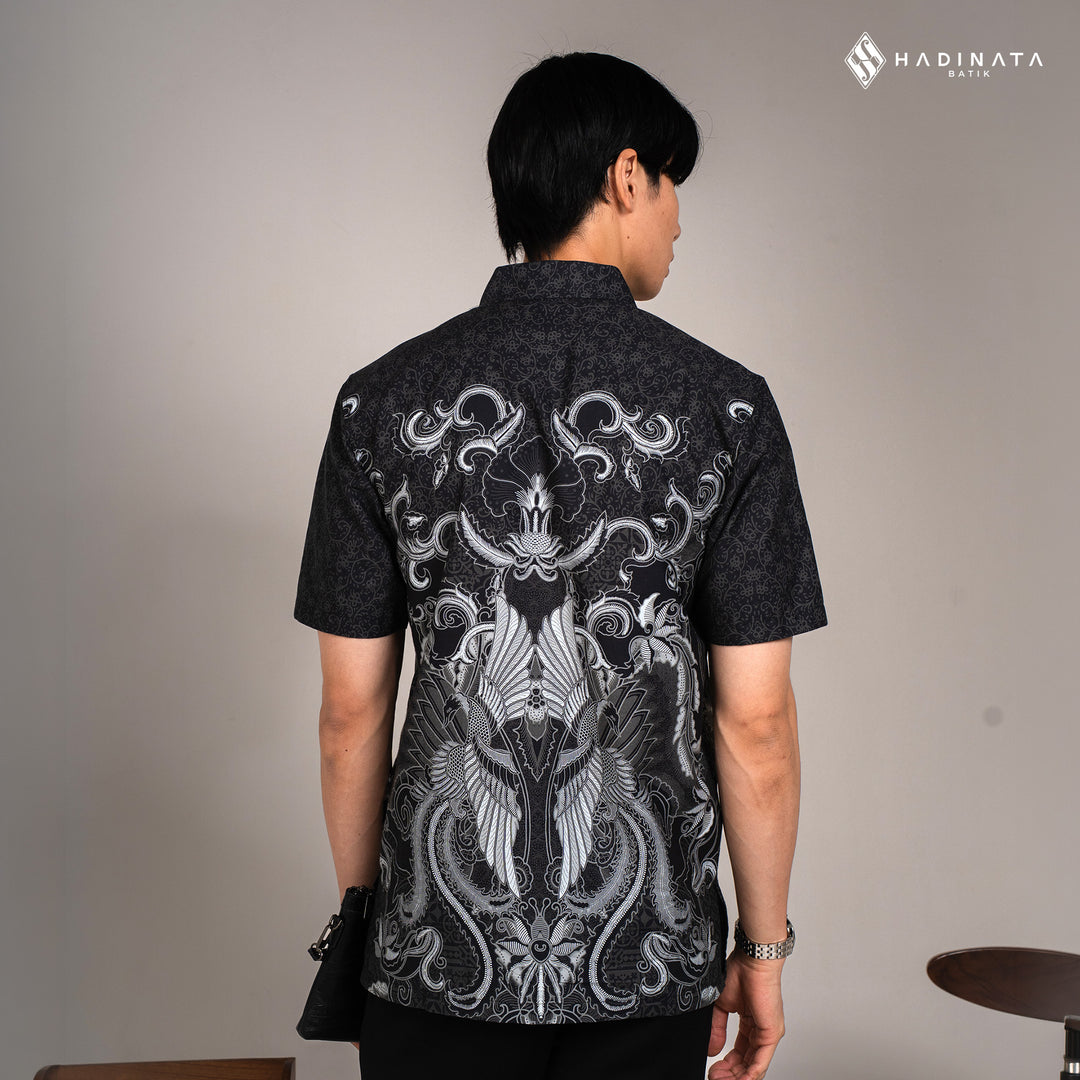 Hadinata Batik Premium Kemeja Batik Pria Lengan Pendek Superfine Harsh Black