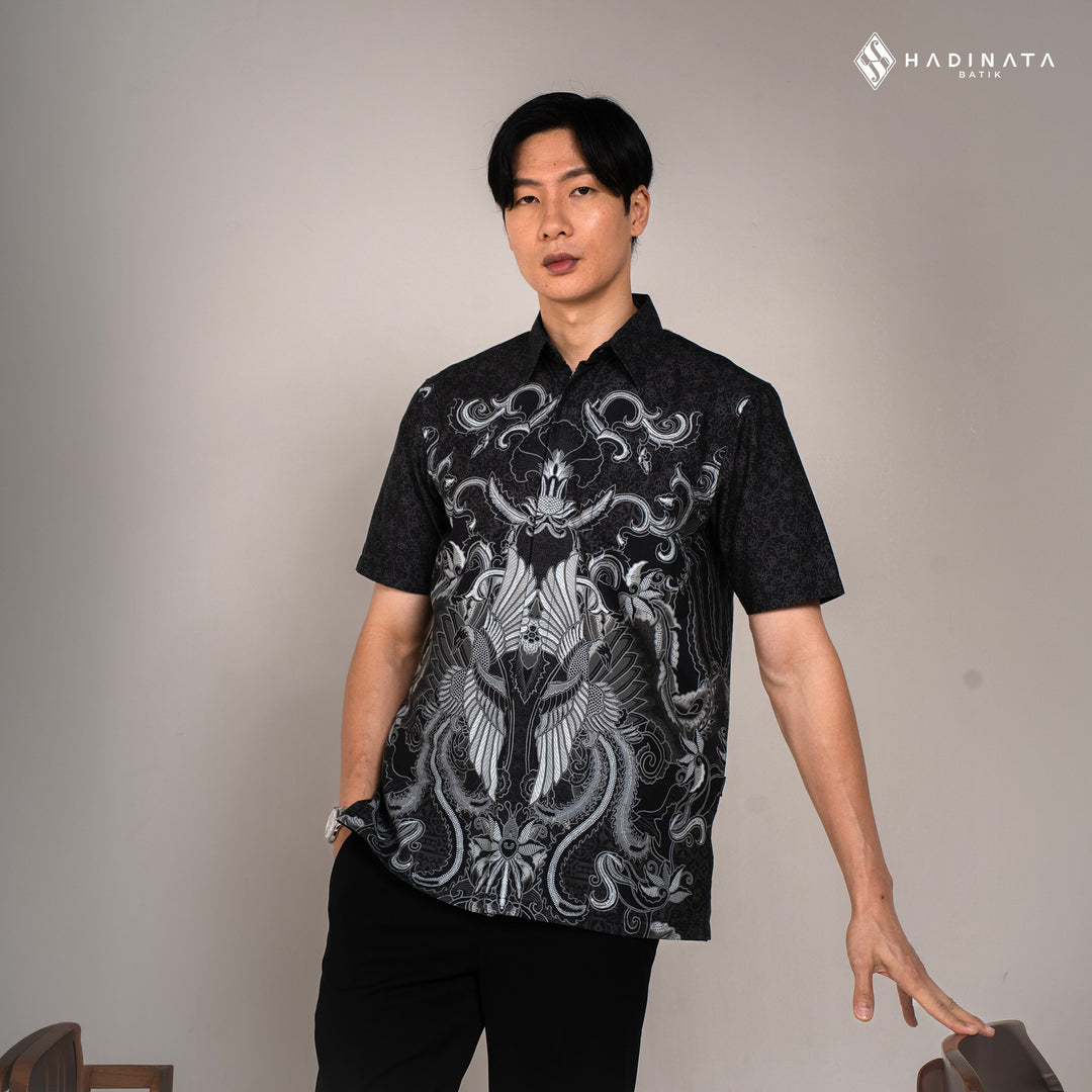 Hadinata Batik Premium Kemeja Batik Pria Lengan Pendek Superfine Harsh Black