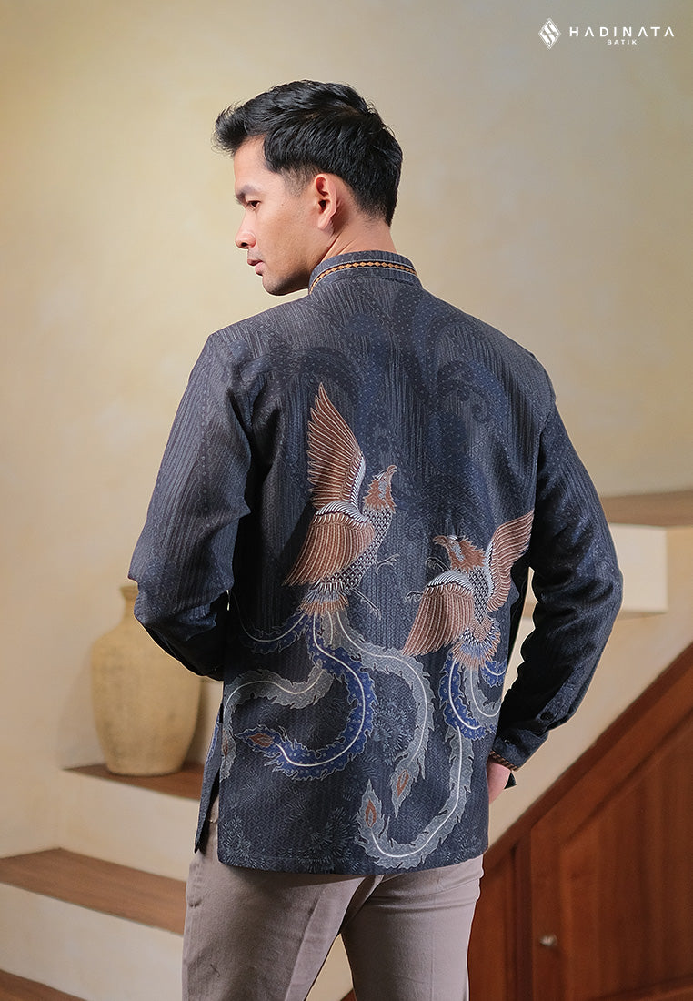 Hadinata Embroidery Batik Kemeja Panjang Dobby Aarush Black