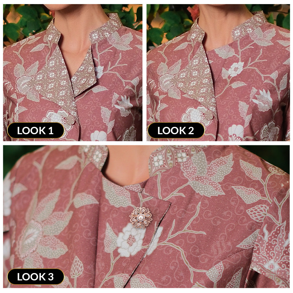 Hadinata Batik Premium Blouse Batik Wanita Lengan Pendek Superfine Sherenia Maroon