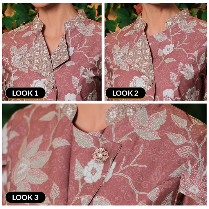 Hadinata Batik Premium Blouse Batik Wanita Lengan Pendek Superfine Sherenia Maroon