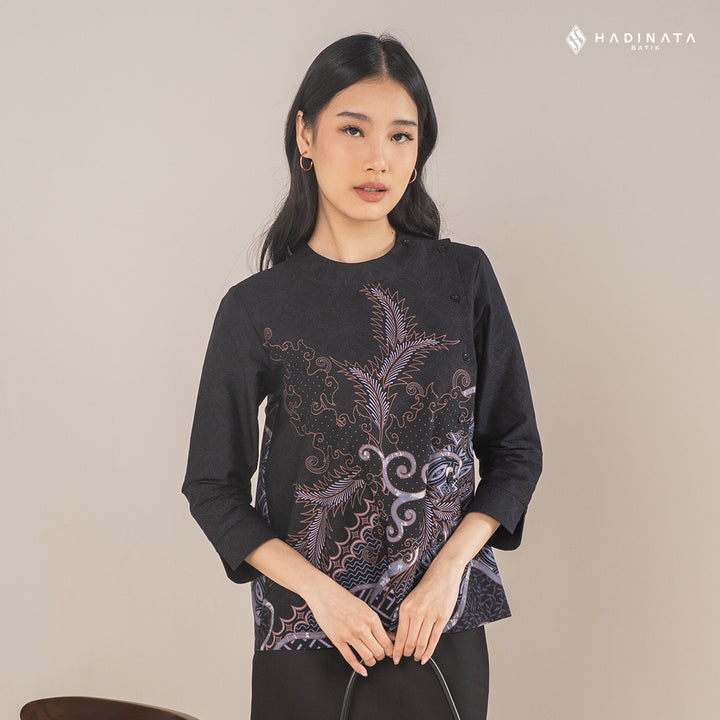 Hadinata Batik Premium Blouse Batik Wanita Superfine Datura Black