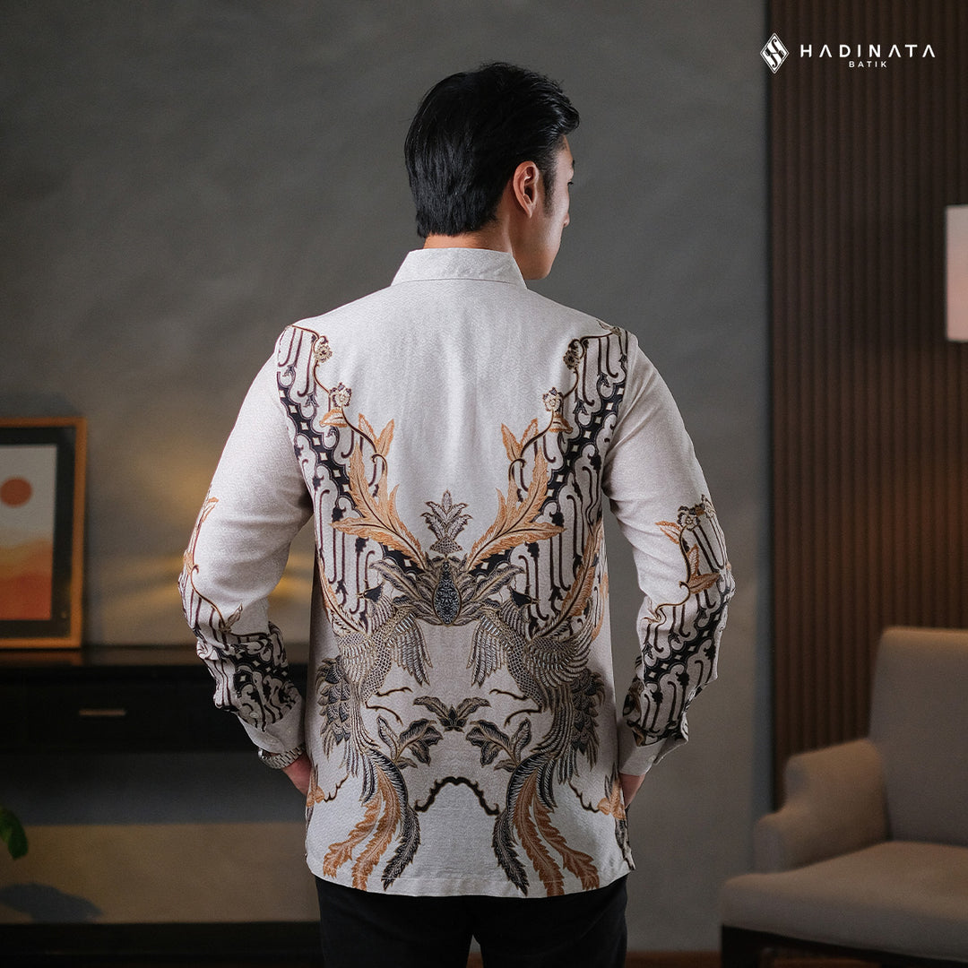 Hadinata Batik Premium Kemeja Batik Pria Lengan Panjang Dobby Furing Gulzar Cream