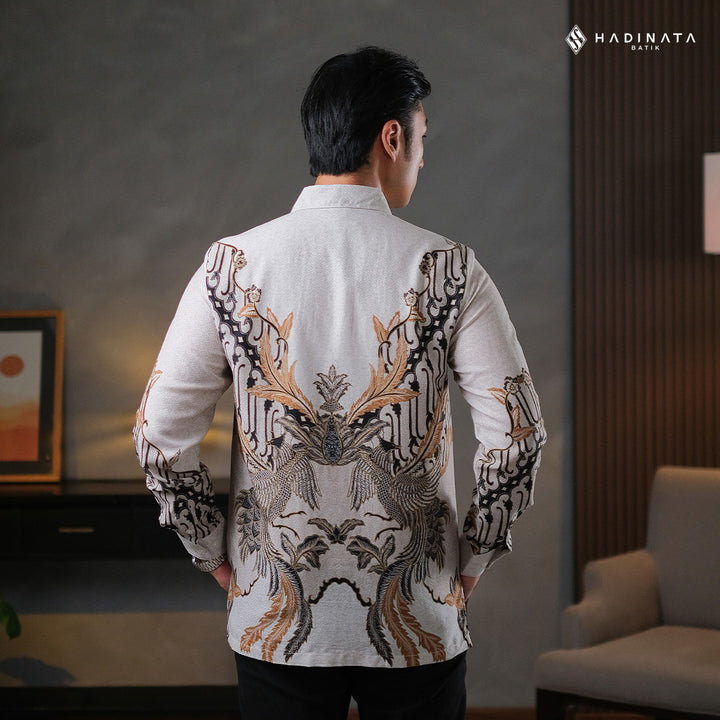 Hadinata Batik Premium Kemeja Batik Pria Lengan Panjang Dobby Furing Gulzar Cream