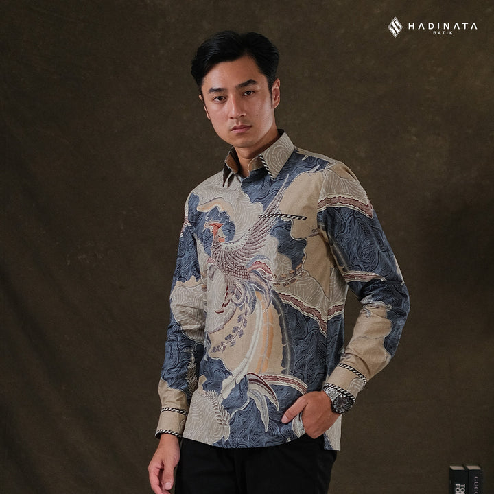 Hadinata Embroidery Batik Kemeja Panjang Arsyn Grey