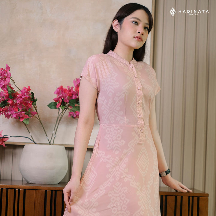 Hadinata Batik Premium Dress Batik Wanita Kalasema Pink
