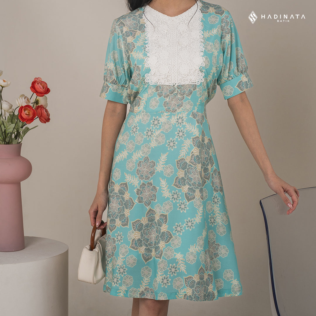 Hadinata Batik Premium Dress Batik Wanita Lavanya Green