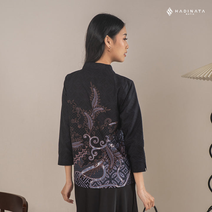 Hadinata Batik Premium Blouse Batik Wanita Superfine Datura Black