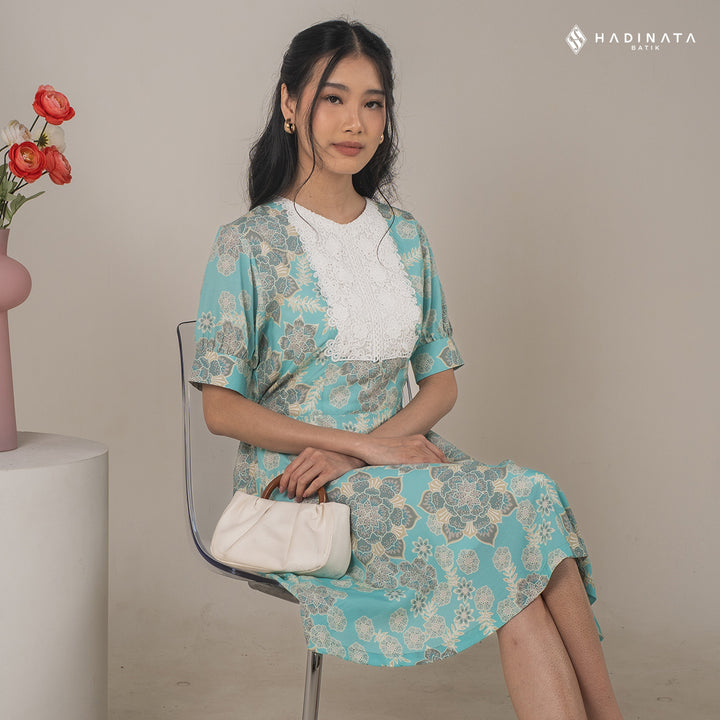 Hadinata Batik Premium Dress Batik Wanita Lavanya Green
