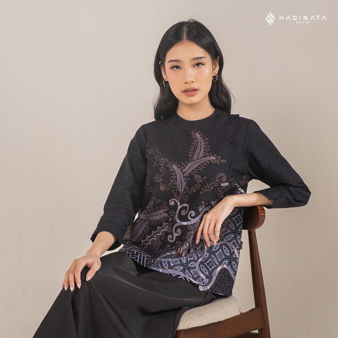 Hadinata Batik Premium Blouse Batik Wanita Superfine Datura Black
