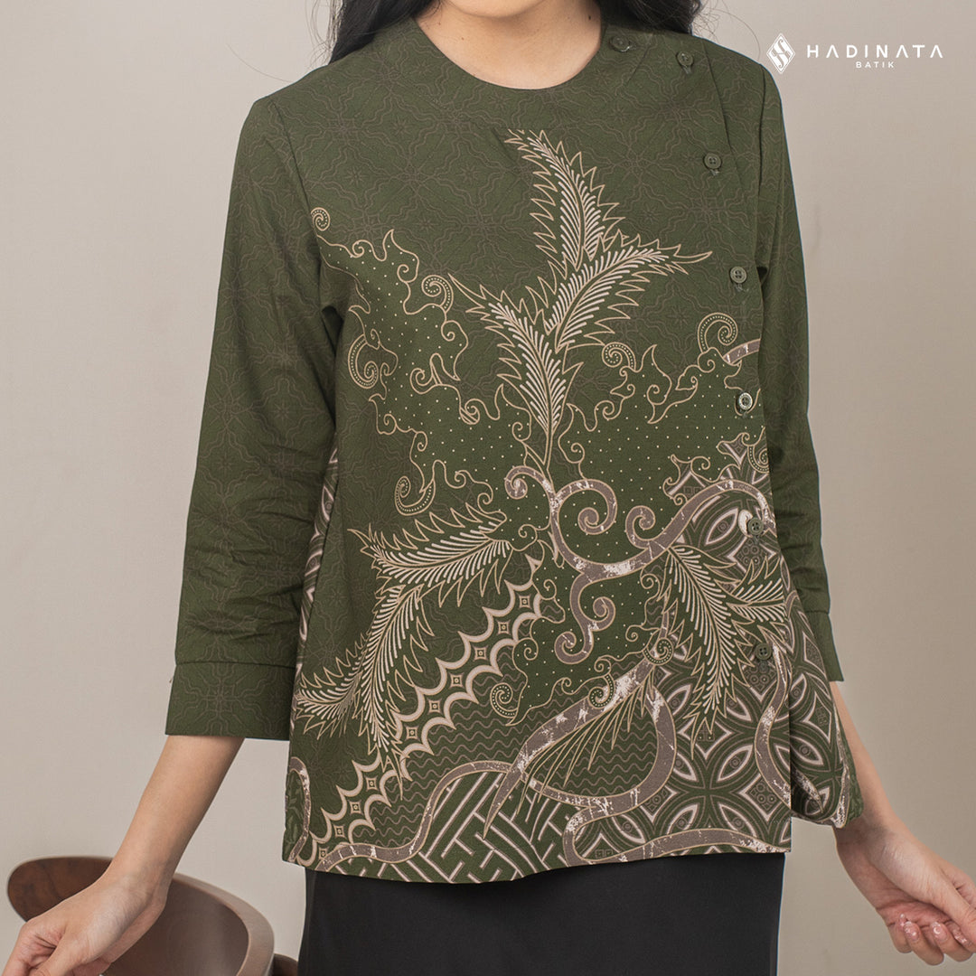 Hadinata Batik Premium Blouse Batik Wanita Superfine Datura Green