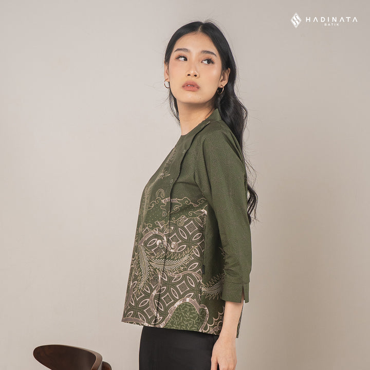 Hadinata Batik Premium Blouse Batik Wanita Superfine Datura Green