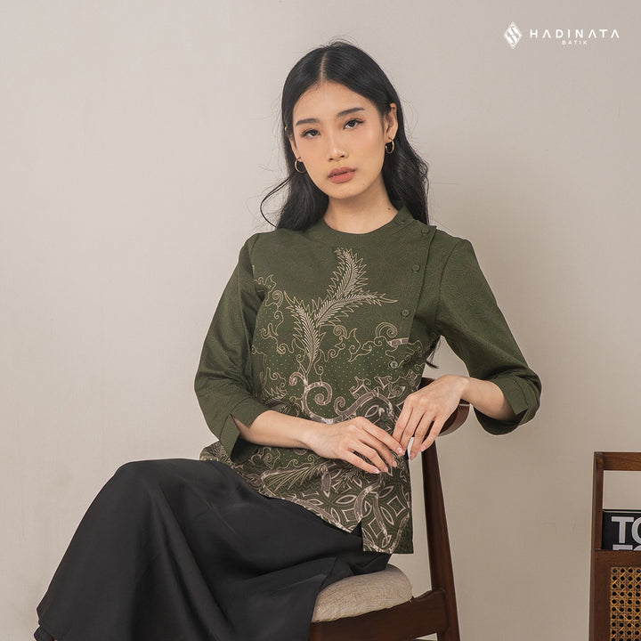 Hadinata Batik Premium Blouse Batik Wanita Superfine Datura Green