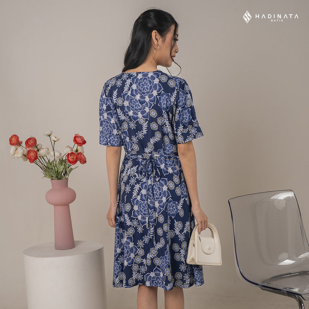 Hadinata Batik Premium Dress Batik Wanita Lavanya Navy