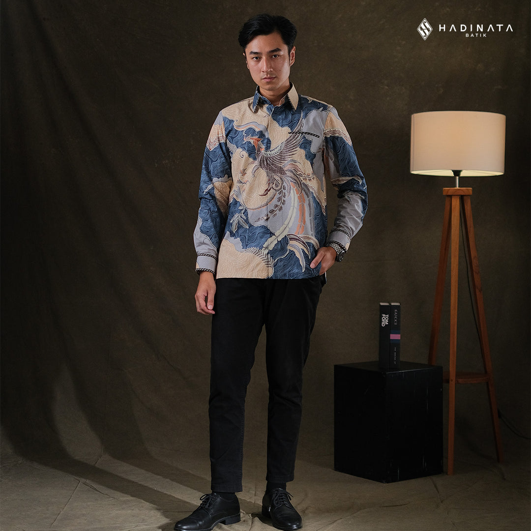 Hadinata Embroidery Batik Kemeja Panjang Arsyn Navy